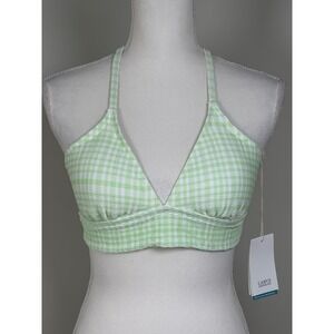 Carve Designs Dahlia Bikini Top Spritz Texture‎ Green White Halter Size S